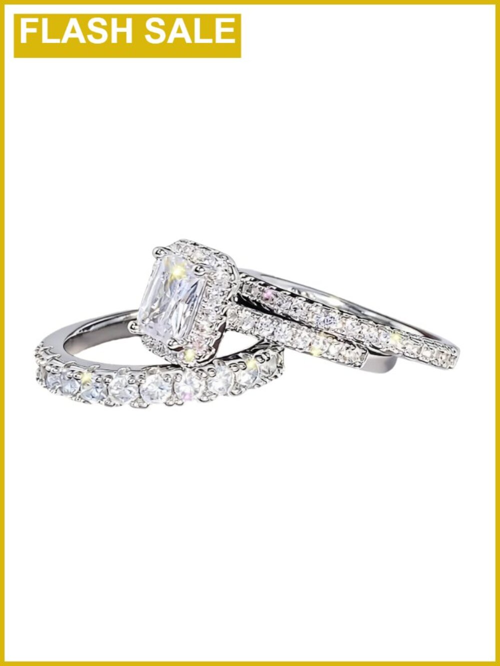 925 Sterling Silver Cushion Cut Zircon Engagement Wedding Ring